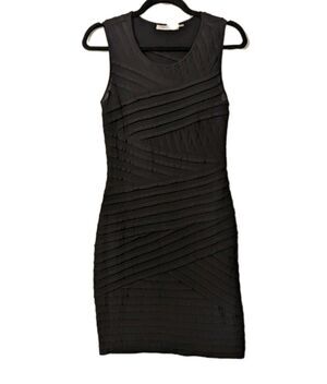 Calvin Klein Bandage Ruffle Black Stretch Sheath Women's Dress Size 4
